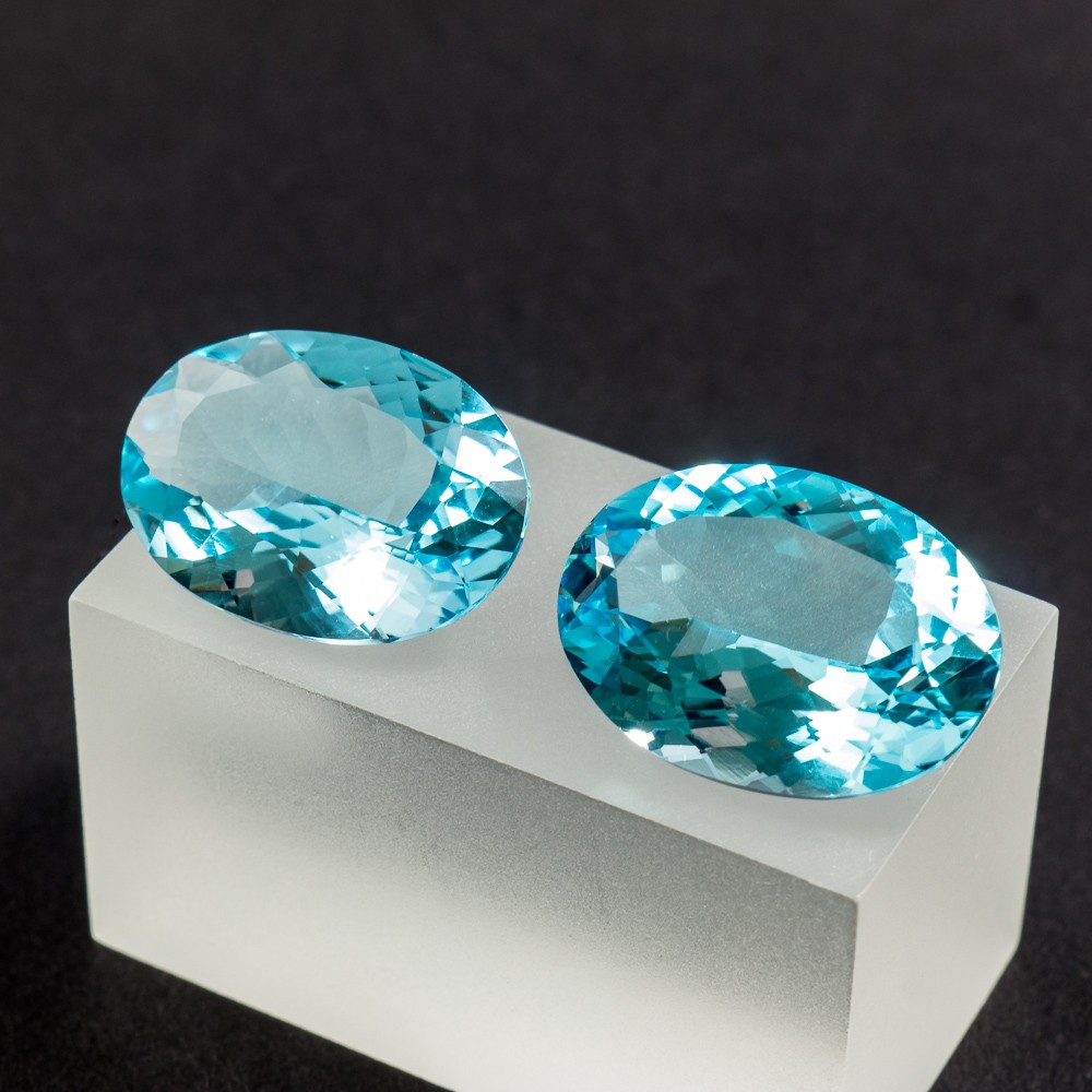 Blautopas Paar 24,4 Carat facettierte Gemstone geschliffene Edelsteine behandelt