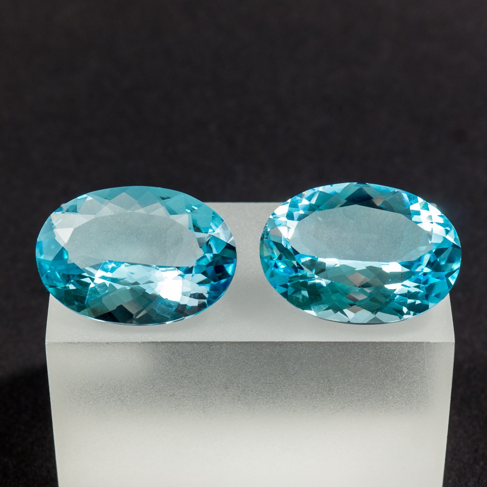 Blautopas Paar 24,4 Carat facettierte Gemstone geschliffene Edelsteine behandelt